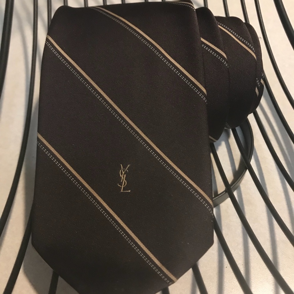 YSL vintage chocolate brown tie